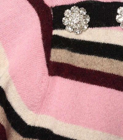 Shop Ganni Embellished Cashmere Sweater In Pink