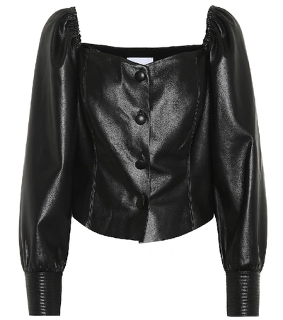Shop Nanushka Irene Faux Leather Top In Black