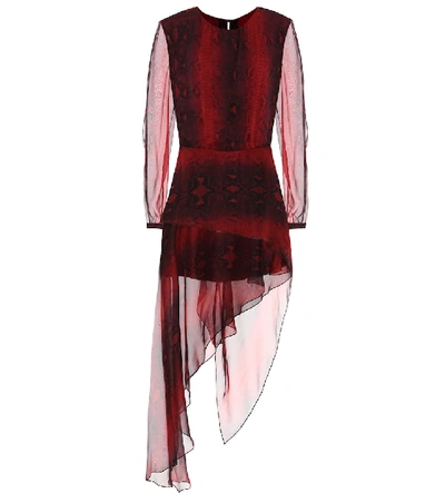 Shop Amiri Printed Silk Midi Dress In Red