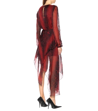 Shop Amiri Printed Silk Midi Dress In Red