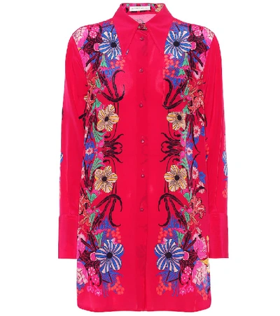 Shop Etro Floral Silk Tunic Blouse In Pink