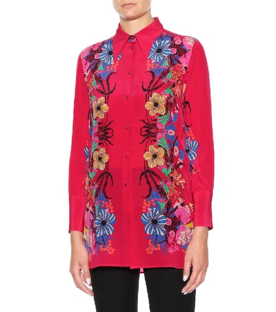 Shop Etro Floral Silk Tunic Blouse In Pink