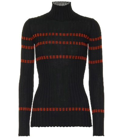 Shop Loewe Silk Turtleneck Top In Black