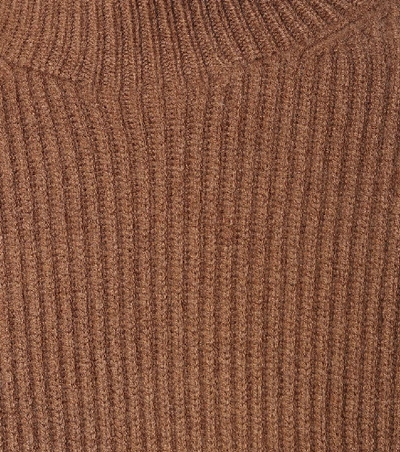 Shop Acne Studios Ribbed-knit Wool Midi Dress In Brown