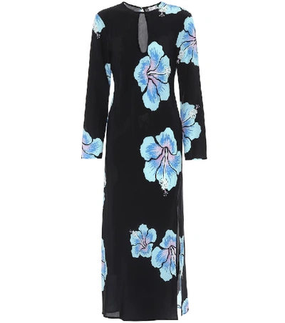 Shop Rixo London Amanda Floral Silk Dress In Black