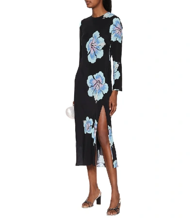 Shop Rixo London Amanda Floral Silk Dress In Black