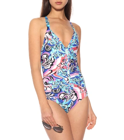 Shop Emilio Pucci Beach Printed Swimsuit In Multicoloured