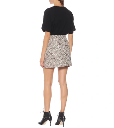Shop Alexa Chung Snake-effect Faux Leather Skirt In Brown