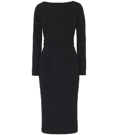 Shop Dolce & Gabbana Wool-crêpe Midi Dress In Black