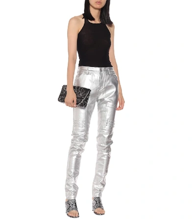 Shop Rick Owens Drkshdw High-rise Skinny Pants In Silver