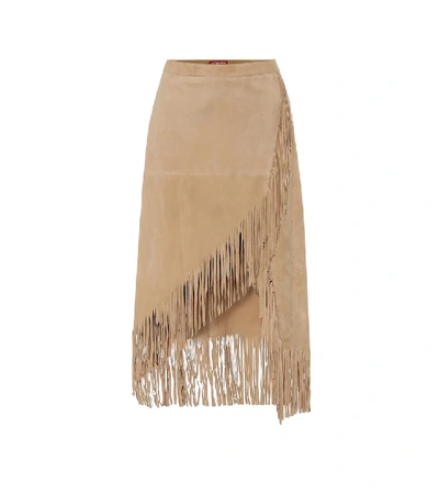 Shop Altuzarra Kentucky Suede Skirt In Beige