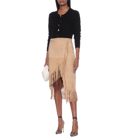 Shop Altuzarra Kentucky Suede Skirt In Beige