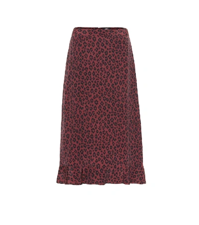 Shop Apc Leopard-print Midi Skirt In Red