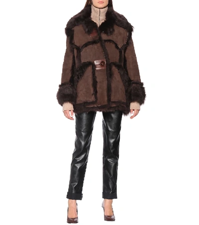 Shop Acne Studios Shearling Jacket In Brown