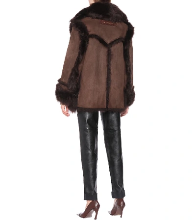 Shop Acne Studios Shearling Jacket In Brown