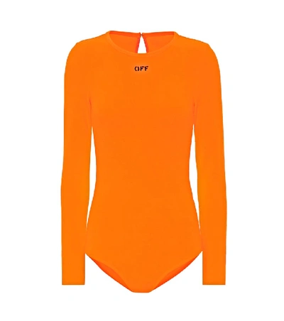 Shop Off-white Logo Bodysuit In Orange