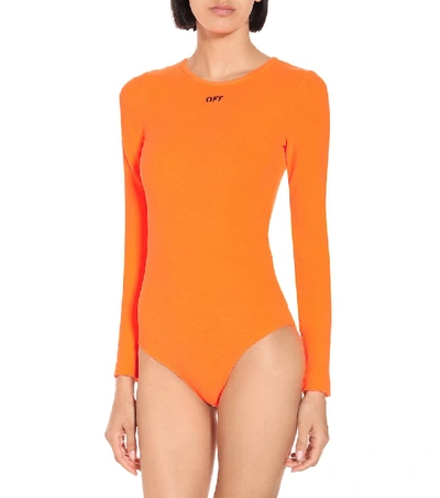 Shop Off-white Logo Bodysuit In Orange