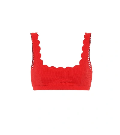 Shop Marysia Mini Palm Springs Bikini Top In Red