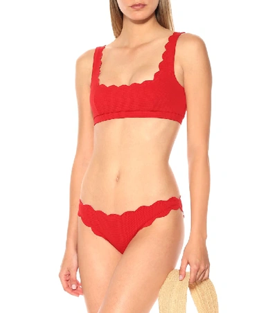 Shop Marysia Mini Palm Springs Bikini Top In Red