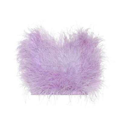 Shop Attico Elsa Embellished Feather Bustier In Purple