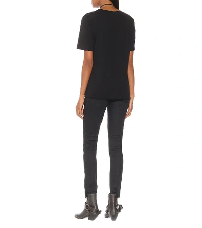 Shop Saint Laurent Printed Cotton T-shirt In Black