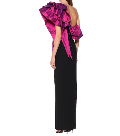 Shop Rasario Satin-trimmed Gown In Black