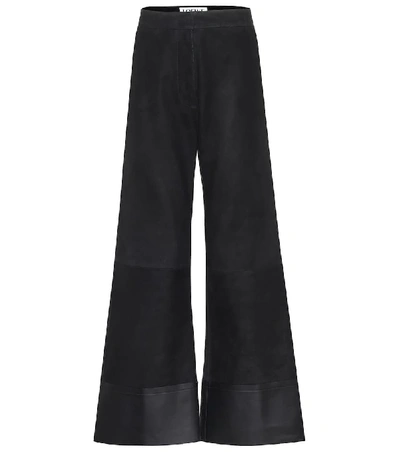 Shop Loewe Suede And Leather Flares In Black