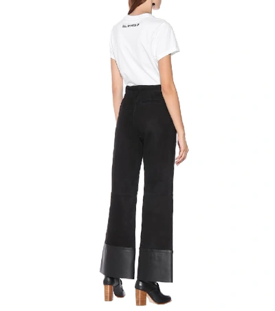 Shop Loewe Suede And Leather Flares In Black