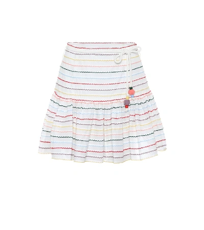 Shop Zimmermann Zinnia Striped Cotton Miniskirt In White