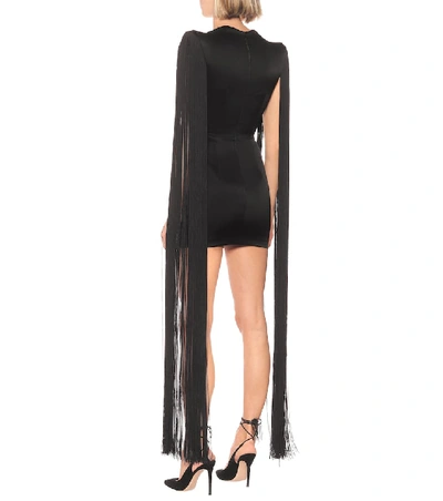 Shop Alex Perry Alex Fringed Satin Minidress In Black