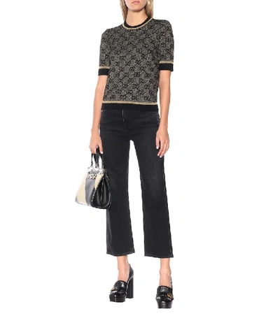 Shop Gucci Gg Metallic Wool-blend Sweater In Black