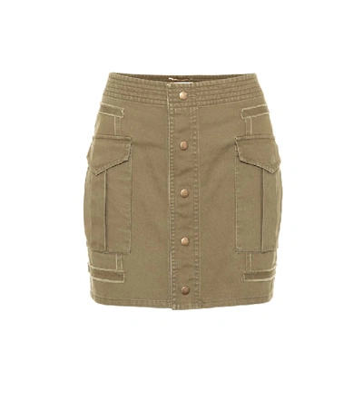 Shop Saint Laurent Cotton Gabardine Miniskirt In Green