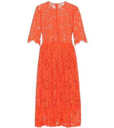 Shop Ganni Jerome Lace Dress In Red