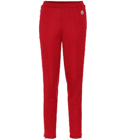 Shop Moncler Cotton-blend Trackpants In Red