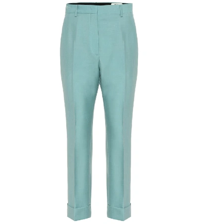 Shop Fendi Mohair And Wool Pants In Green