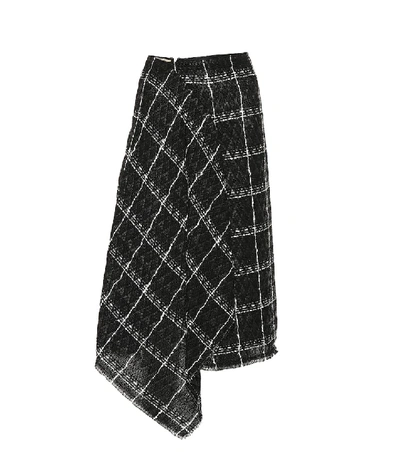 Shop Roland Mouret Plaid Cotton-blend Skirt In Black