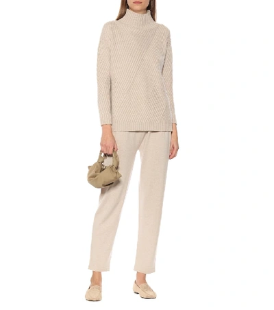 Shop Agnona Cashmere-blend Turtleneck Sweater In Beige