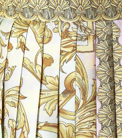 Shop Versace Printed Silk Miniskirt In Gold
