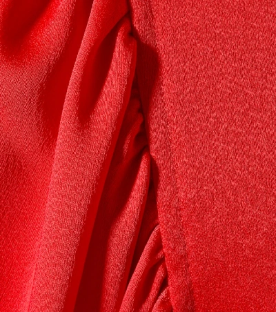 Shop Self-portrait Tie-sleeve Satin Top In Red