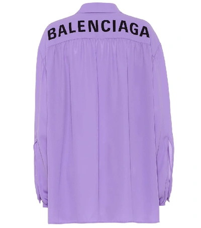 Shop Balenciaga Scarf Crêpe Shirt In Purple