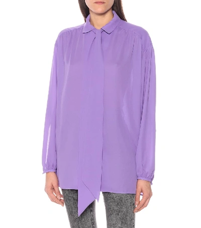 Shop Balenciaga Scarf Crêpe Shirt In Purple
