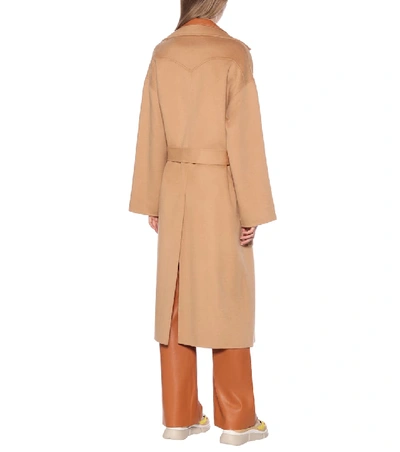 Shop Nanushka Alamo Wool And Silk Coat In Beige