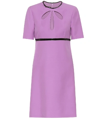 Shop Gucci Silk And Wool-crêpe Minidress In Purple