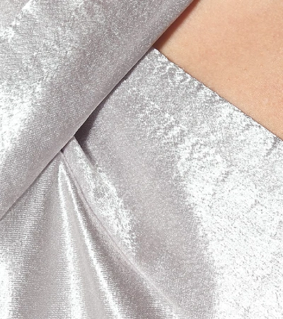 Shop Galvan Eve Hammered-satin Dress In Silver