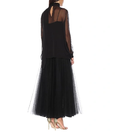 Shop Valentino Semi-sheer Top In Black