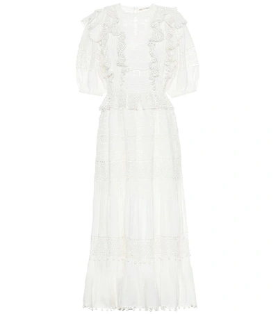 Shop Ulla Johnson Guinivere Cotton-blend Maxi Dress In White