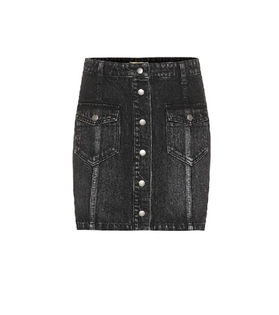 Shop Saint Laurent Eighties Denim Miniskirt In Black