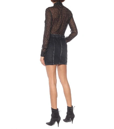 Shop Saint Laurent Eighties Denim Miniskirt In Black