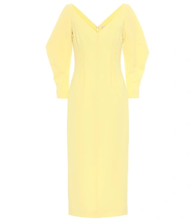 Shop Emilia Wickstead Calla Wool Crêpe Midi Dress In Yellow