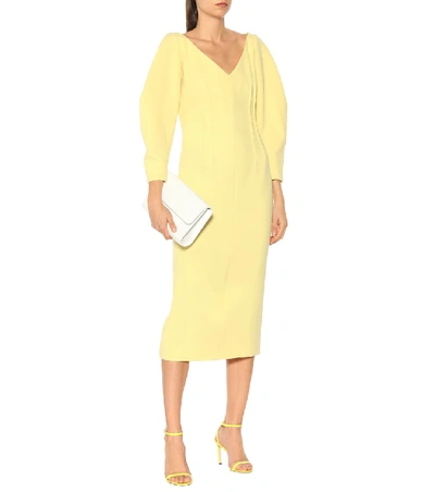 Shop Emilia Wickstead Calla Wool Crêpe Midi Dress In Yellow
